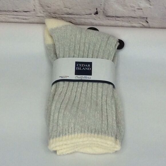 Cedar Island Outfitters Crew Socks Women's Size 9-11 Tan & Green Heathered Soft - Picture 5 of 6